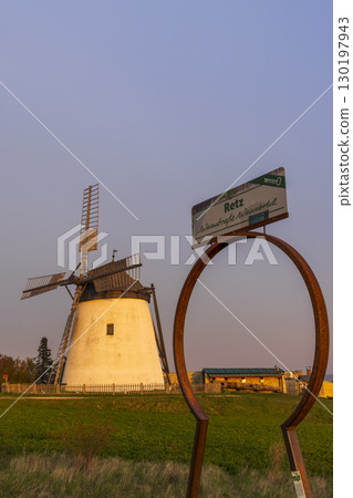 Retz Windmill at Sunset in Lower Austria, Austria 130197943
