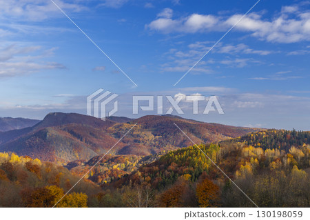 Colorful autumn forest near Folkmarske sedlo, Velky Folkmar, Slovakia Colorful autumn forest near Folkmarske sedlo, Velky Folkmar, Slovakia 130198059