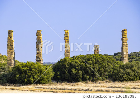 Aqueduct to Los Banales, Roman archaeological site near Uncastillo, Province of Zaragoza, Spain 130198085