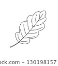 Oak leaf simple outline hand drawn doodle vector illustration, floral botanical minimalist image for environment projects, nature concept, coloring page, scrapbooking, line art sketch 130198157