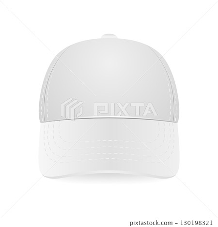 Vector 3d White Blank Baseball Cap Mockup, Isolated. Realistic Baseball Cap Template. Vector Baseball Cap Design for Branding, Logo Presentation, Fashion Accessories, Sport Outfit. Front View Vector 3d White Blank Baseball Cap Mockup, Isolated. Realistic Baseball Cap Template. Vector Baseball Cap Design for Branding, Logo Presentation, Fashion Accessories, Sport Outfit. Front View 130198321