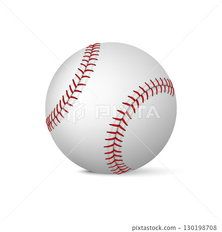 Vector 3d Realistic Baseball Ball. Vector Baseball Ball with Red Stitching on White Leather. Professional Baseball Ball for Sport Equipment, Game Design, Branding, Logo Mockup Vector 3d Realistic Baseball Ball. Vector Baseball Ball with Red Stitching on White Leather. Professional Baseball Ball for Sport Equipment, Game Design, Branding, Logo Mockup 130198708