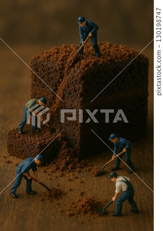 Dwarfs mining chocolate cake Dwarfs mining chocolate cake 130198747