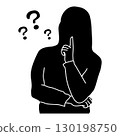 一名婦女指向和思考的剪影 130198750