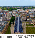 Cambridge University King's College Chapel dominating Cambridge cityscape on sunny summer day, UK 130198757