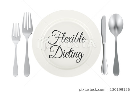 Flexible Dieting concept with plate and cutlery. 3D rendering 130199136