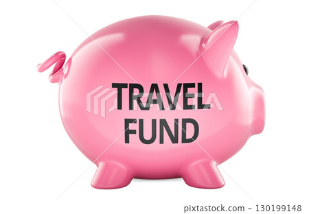 Travel Fund concept with piggy bank. 3D rendering Travel Fund concept with piggy bank. 3D rendering 130199148