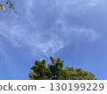 A white airplane floating in the autumn sky 130199229
