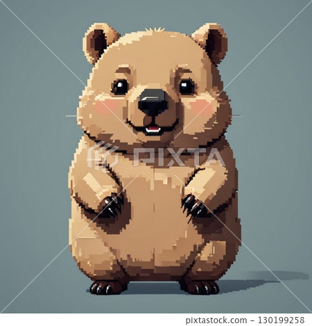 可愛的像素藝術 Wombat-san 線郵票風格 可愛的像素藝術 Wombat-san 線郵票風格 130199258