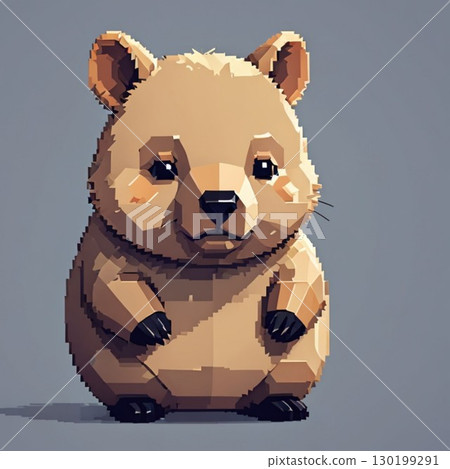 可愛的像素藝術 Wombat-san 線郵票風格 可愛的像素藝術 Wombat-san 線郵票風格 130199291