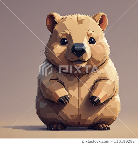 可愛的像素藝術 Wombat-san 線郵票風格 可愛的像素藝術 Wombat-san 線郵票風格 130199292