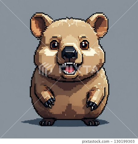 可愛的像素藝術 Wombat-san 線郵票風格 130199303