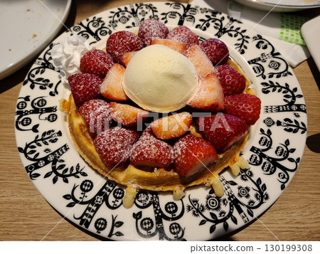 Plenty of strawberry waffles 130199308