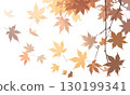 Autumn background illustration depicting autumn leaves falling from branches 130199341