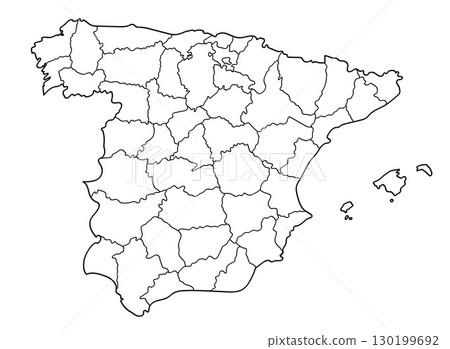 Outline vector map of Spain. Administrative and political regions and provinces. 130199692