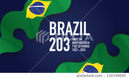 Brazil Independence Day vector background. Brazilian flag with modern typography design. 130199695