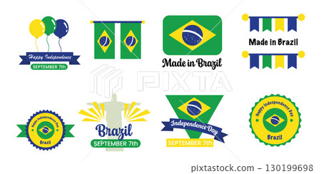 Brazil independence day icons bundle.Vector illustration 130199698