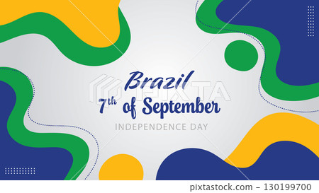 Brazil Independence Day abstract wavy background.Template for poster, banner, greeting cards. 130199700