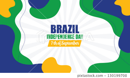 Brazil Independence Day abstract wavy background.Template for poster, banner, greeting cards.Vector illustration 130199708