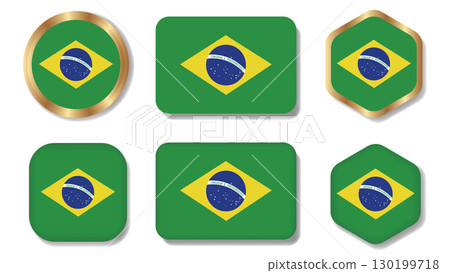 Brazil flag vector icon collection. Brazil flag emblem symbol set. 130199718