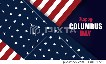 Happy Columbus Day vector banner. Abstract geometric American flag illustration. 130199729