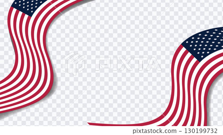 United States waving flag border. American flag vector illustration frame. 130199732