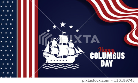 Columbus day greeting card or background.Vector illustration. 130199743