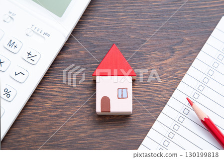 House, calculator and checklist House, calculator and checklist 130199818