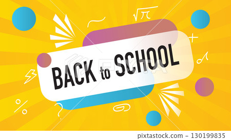 Back to School speech bubble. Banner, poster, speech bubble with text Back to School. Geometric memphis style with message back to school. Explosion burst design, speech bubble.Vector Illustration 130199835