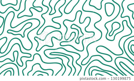A trendy abstract vector background featuring wavy lines in a green color on a white background. 130199875
