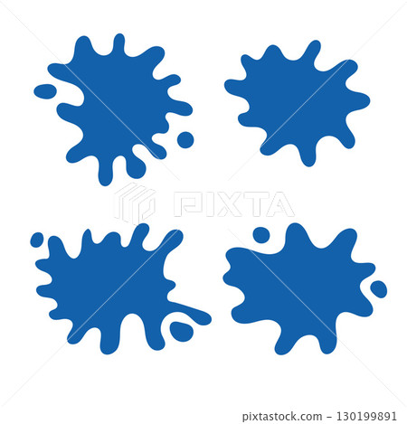 Collection of blue paint splatters. Vector illustration. 130199891