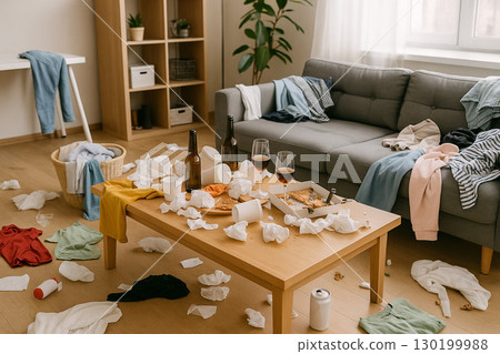 凌亂房間的真實生活 130199988