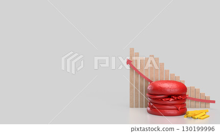 The Red Hamberger on white background  for food or health concept 3d Rendering. 130199996
