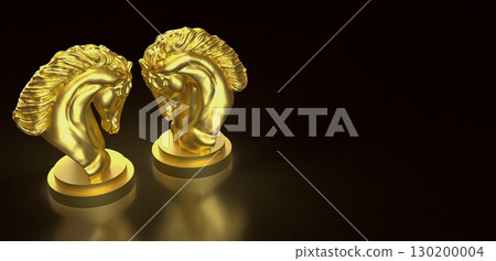 The Gold Horse chess for Business concept 3d Rendering. The Gold Horse chess for Business concept 3d Rendering. 130200004