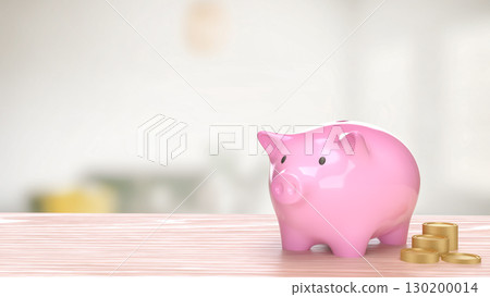 The Piggy Bank and coins  for saving or earn concept 3d Rendering. 130200014