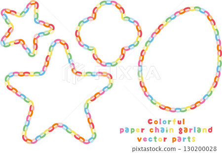 彩色紙環花環材質套裝 | 星星,三葉草,雞蛋,向量圖 彩色紙環花環材質套裝 | 星星,三葉草,雞蛋,向量圖 130200028