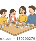 Illustration of a family eating 130200279
