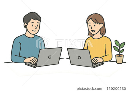 A couple using a personal computer 130200280