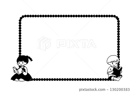 兒童閱讀的插圖框架（手寫，白色背景，向量） 130200383