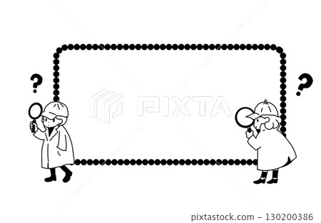 兒童閱讀的插圖框架（手寫，白色背景，向量） 130200386