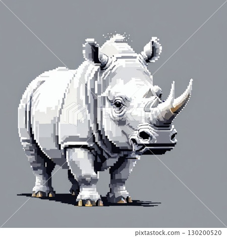 線條郵票風格的白犀牛可愛像素藝術 線條郵票風格的白犀牛可愛像素藝術 130200520