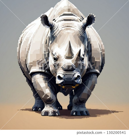 線條郵票風格的白犀牛可愛像素藝術 線條郵票風格的白犀牛可愛像素藝術 130200541