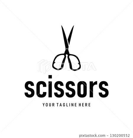 barber tool scissors logo design, with a simple concept of a black scissors silhouette as a symbol or brand for business products and also a poster template barber tool scissors logo design, with a simple concept of a black scissors silhouette as a symbol or brand for business products and also a poster template 130200552