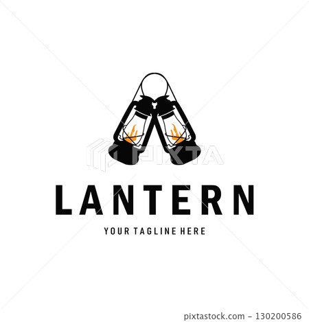 Lantern logo design vintage retro old lamp with a cool modern black silhouette concept, template illustration symbol Lantern logo design vintage retro old lamp with a cool modern black silhouette concept, template illustration symbol 130200586