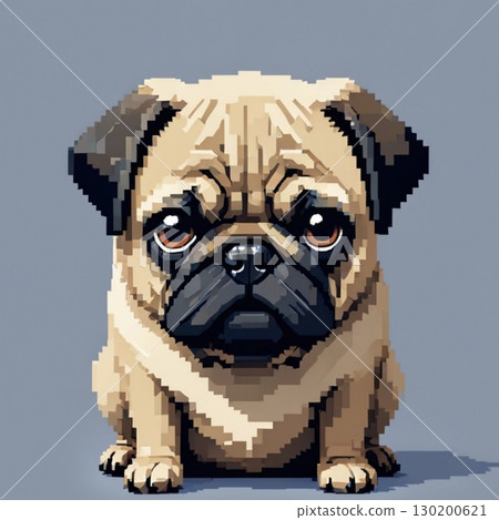 Cute pixel art pug LINE stamp style 130200621