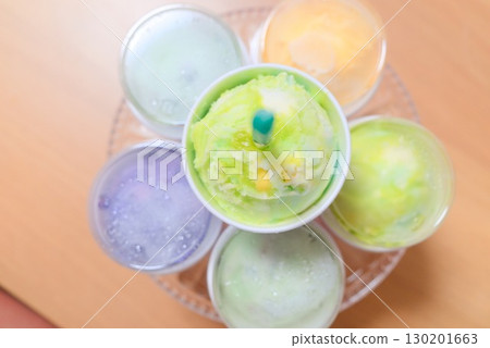 Colorful cup ice cream and summer dessert scene 130201663