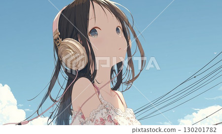 Girl listening to music 130201782