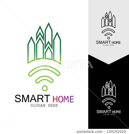 Wifi House Vector Logo.Smart City Tech Icon Vector. City Net Logo Concept Vector 130202020