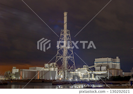 Taketoyo Thermal Power Plant at night 130202021