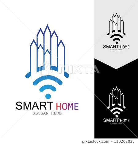 Wifi House Vector Logo.Smart City Tech Icon Vector. City Net Logo Concept Vector 130202023